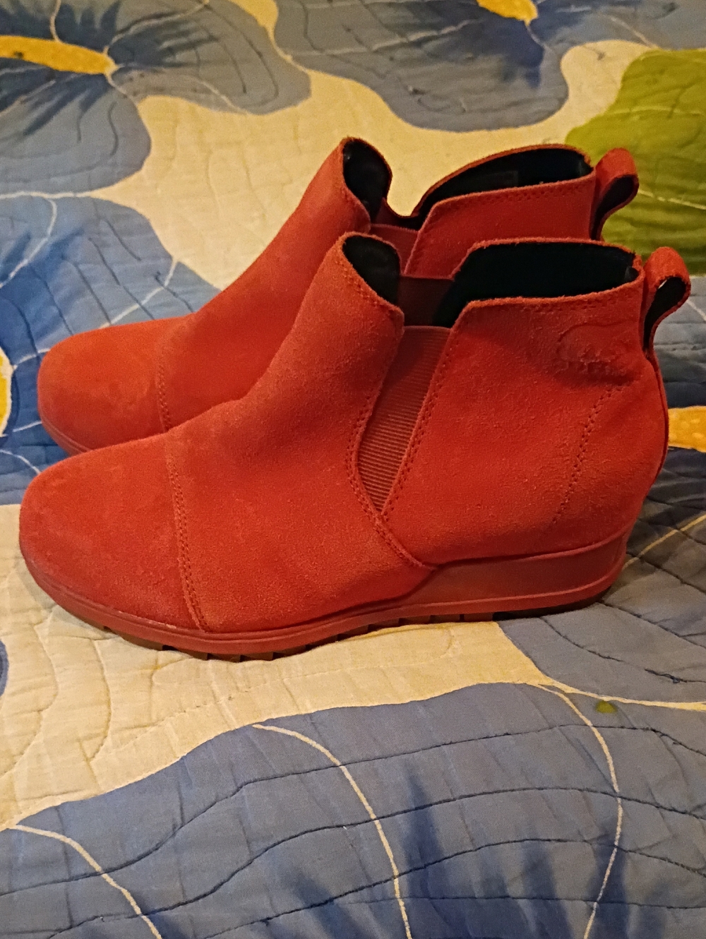 Sorel Evie Chelsea Ankle Boots Pull On Orange 9